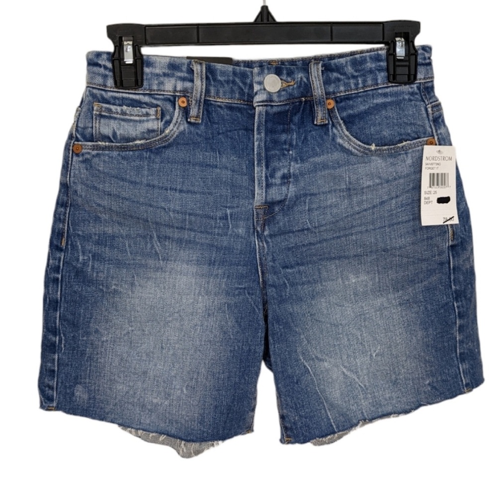 Blank NYC The Warren Frayed Hem Longline Denim Shorts 25 New With Tags Nordstrom
